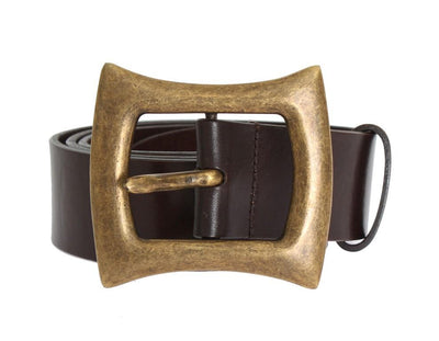 Brown Leather Gold Buckle Belt