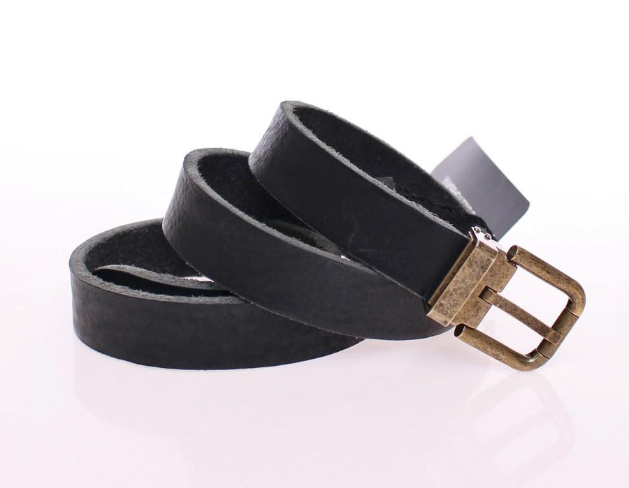 Black Leather Logo Belt