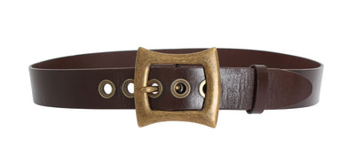 Brown Leather Gold Buckle Belt