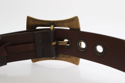 Brown Leather Gold Buckle Belt