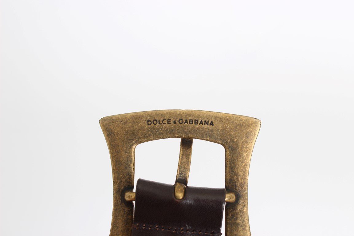Brown Leather Gold Buckle Belt