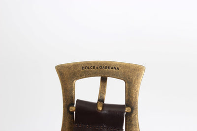 Brown Leather Gold Buckle Belt