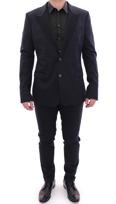 Blue Silk Stretch Two Button Slim Fit Suit