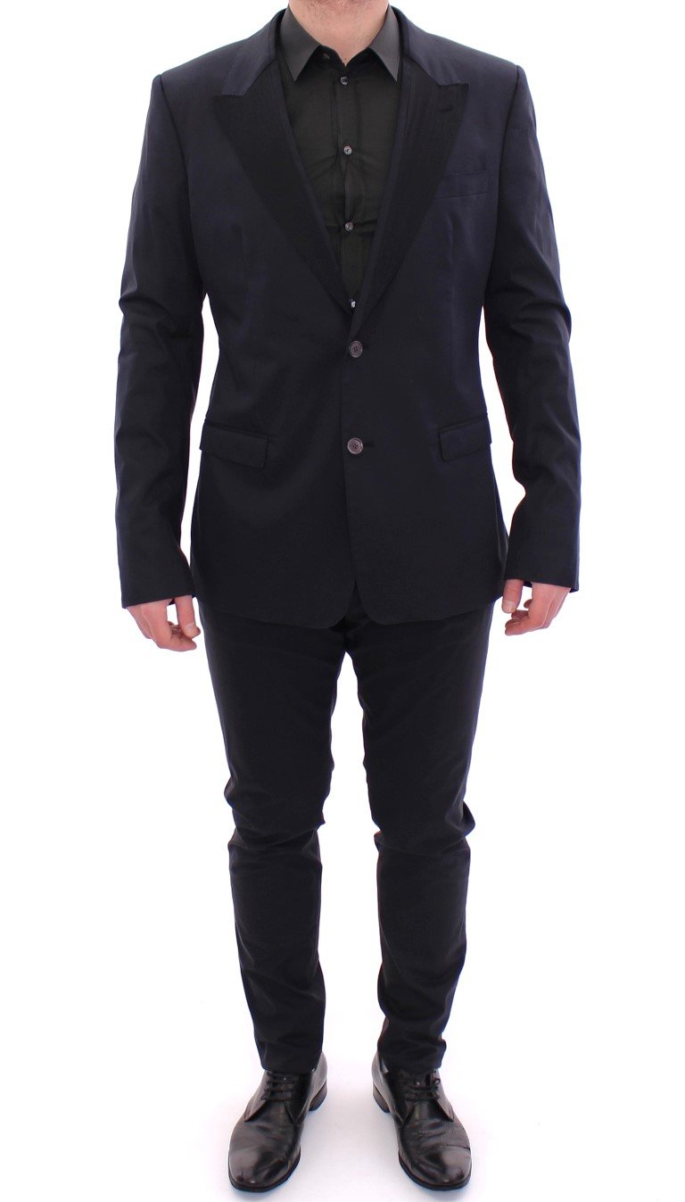 Blue Silk Stretch Two Button Slim Fit Suit