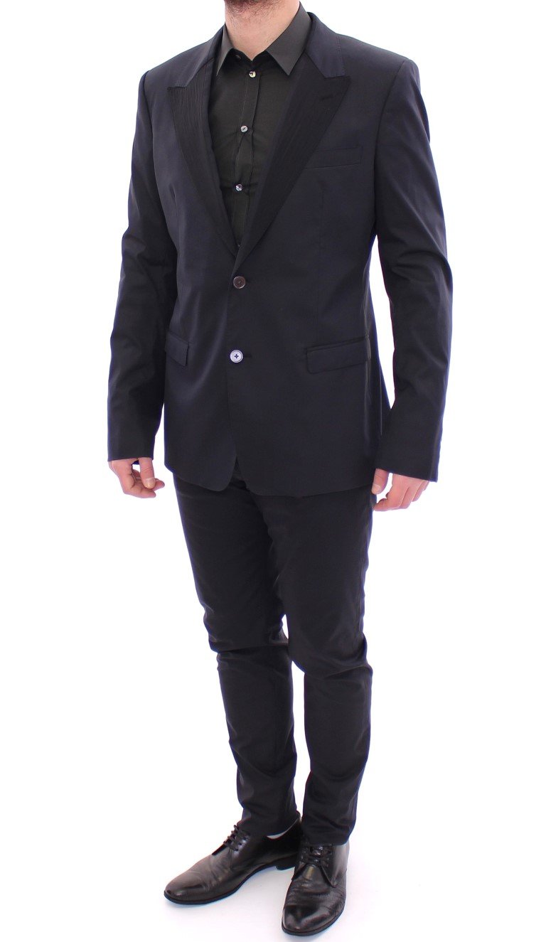 Blue Silk Stretch Two Button Slim Fit Suit
