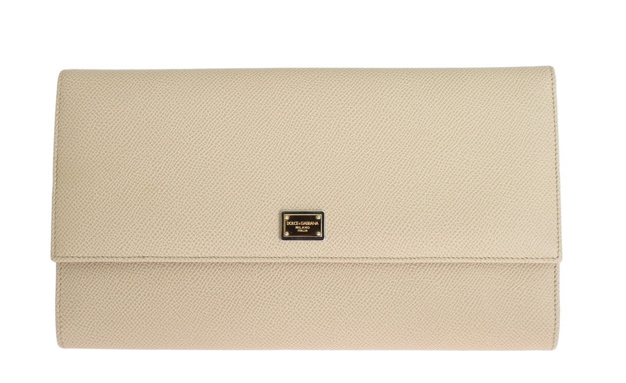 Beige Leather Dauphine Continental Wallet