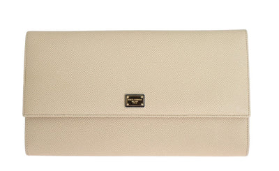 Beige Leather Dauphine Continental Wallet