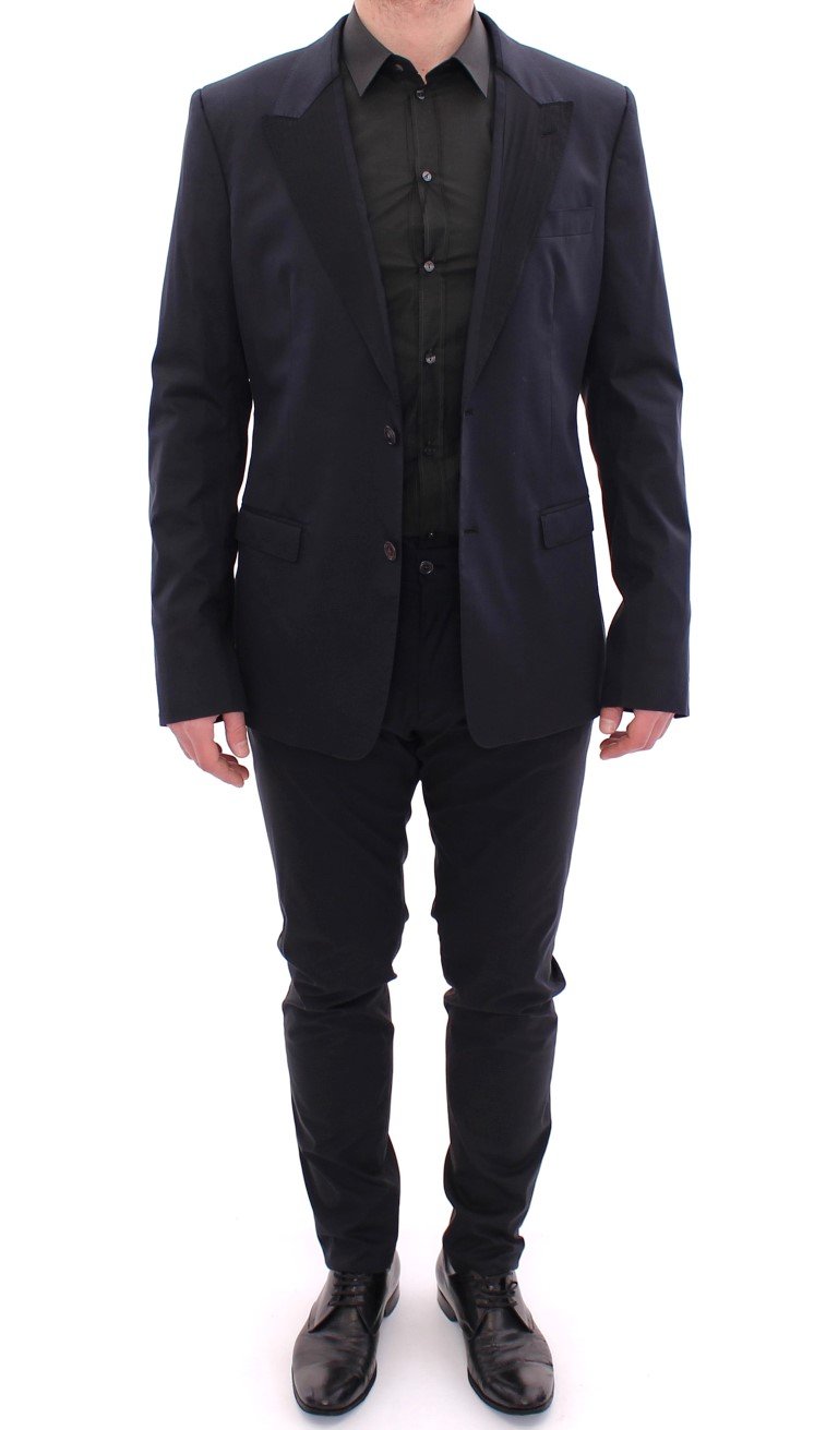 Blue Silk Stretch Two Button Slim Fit Suit
