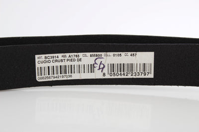 Black Blue Pattern Leather Silver Buckle Belt