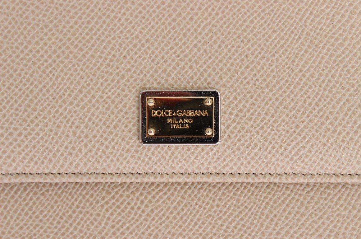 Beige Leather Dauphine Continental Wallet