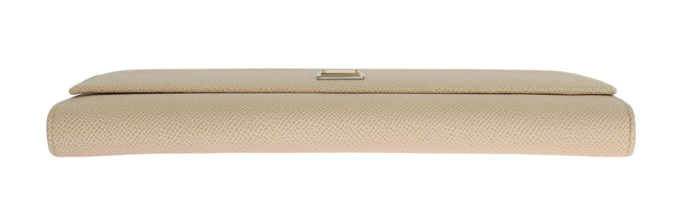Beige Leather Dauphine Continental Wallet
