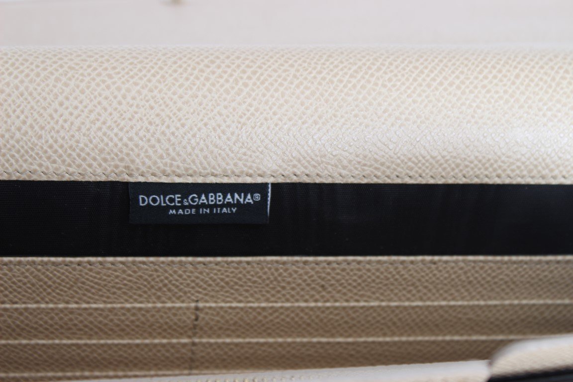 Beige Leather Dauphine Continental Wallet