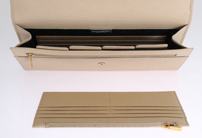 Beige Leather Dauphine Continental Wallet