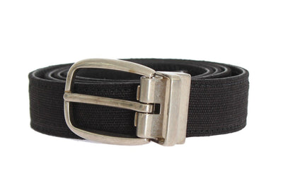 Blue Linen Leather Silver Buckle Belt