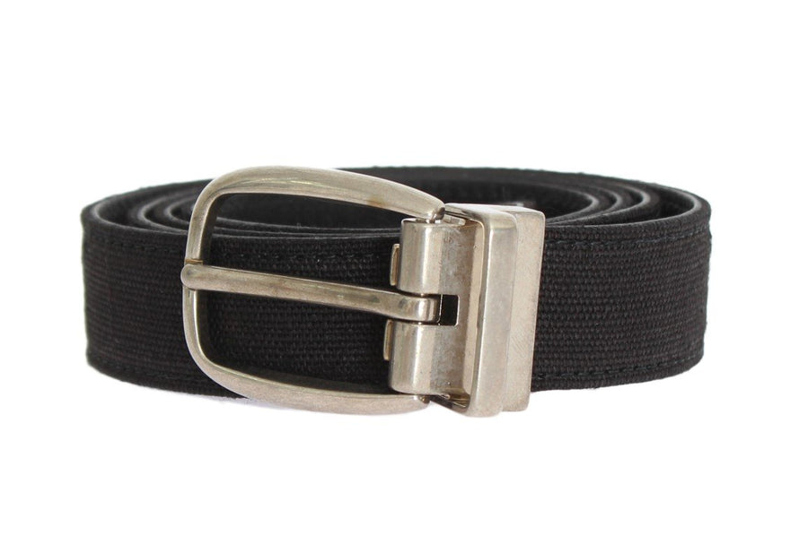 Blue Linen Leather Silver Buckle Belt
