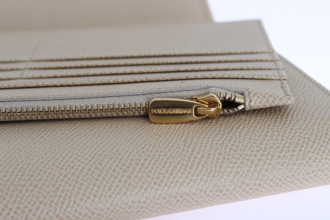 Beige Leather Dauphine Continental Wallet