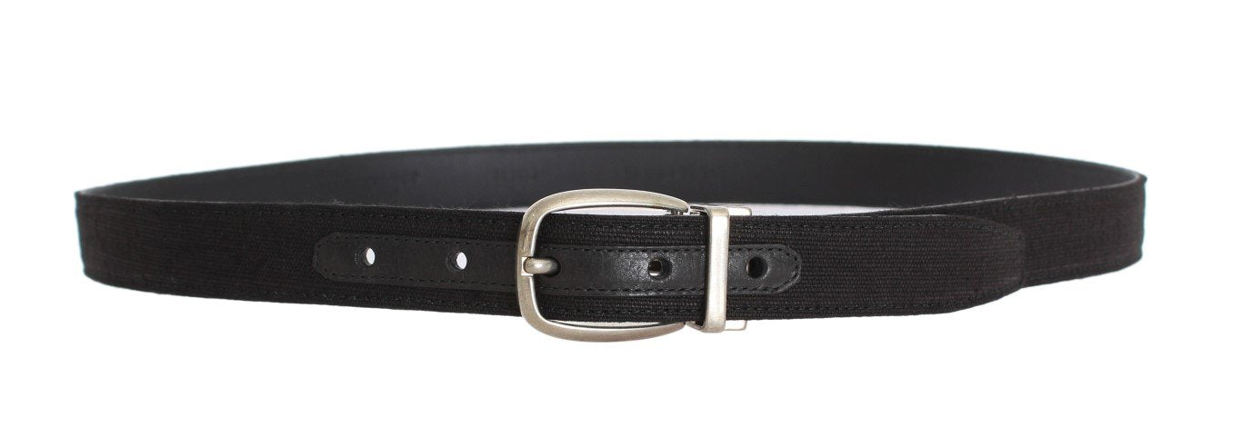 Blue Linen Leather Silver Buckle Belt