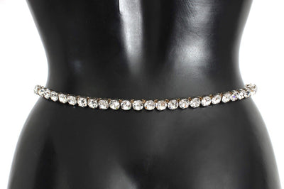 Yellow Leather Clear Crystal Waist Belt