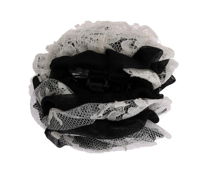 Black White Floral Lace Crystal Hair Claw