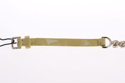 Yellow Leather Clear Crystal Waist Belt