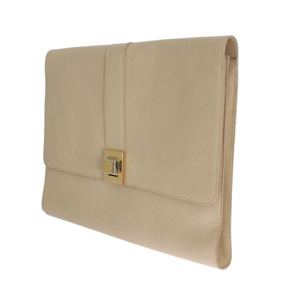 Beige Leather Organizer Folio Bag