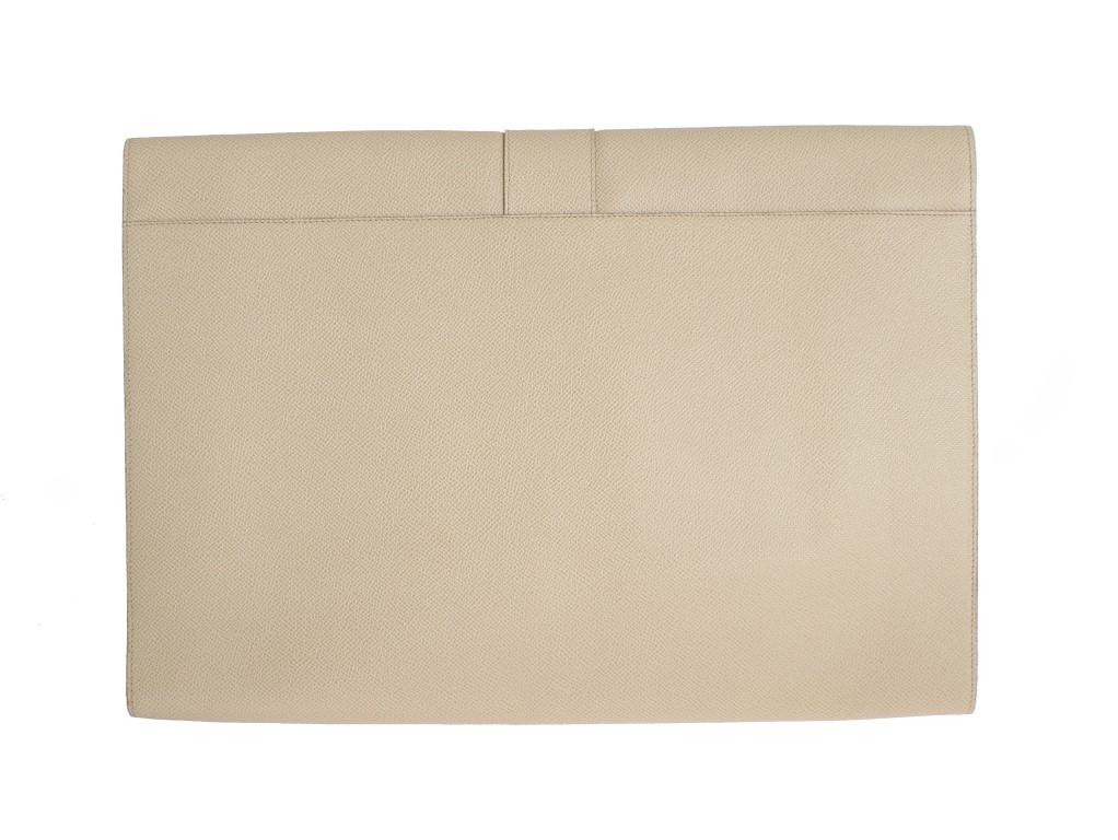 Beige Leather Organizer Folio Bag