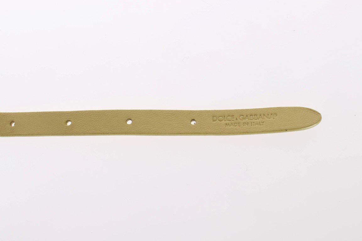 Yellow Leather Clear Crystal Waist Belt