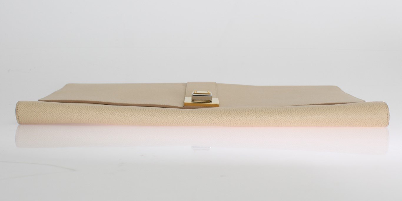 Beige Leather Organizer Folio Bag