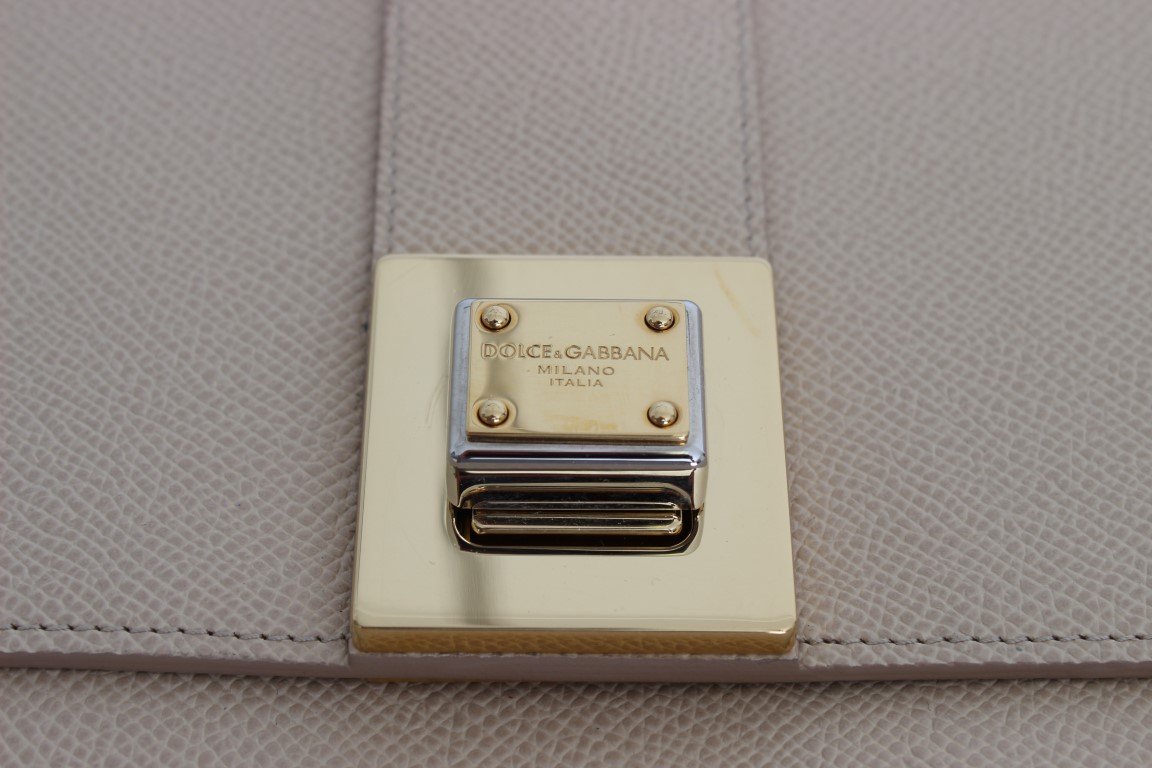 Beige Leather Organizer Folio Bag