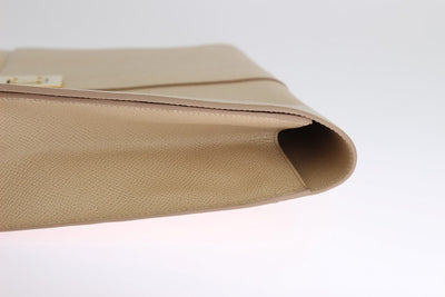 Beige Leather Organizer Folio Bag