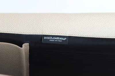 Beige Leather Organizer Folio Bag