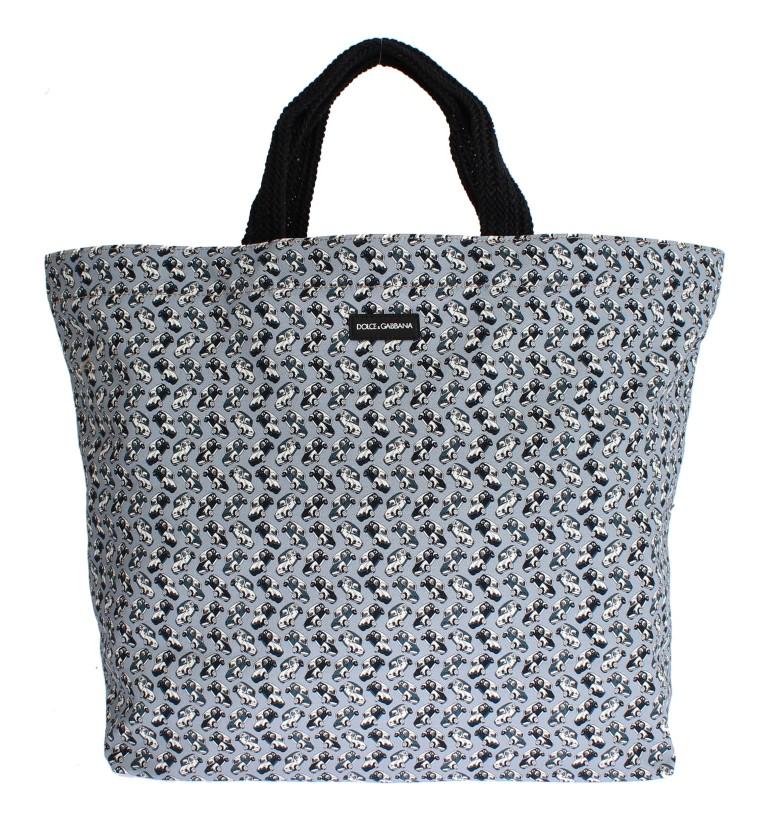 Blue Car Print Cotton Denim Shopping Bag