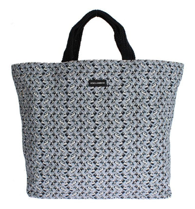 Blue Car Print Cotton Denim Shopping Bag