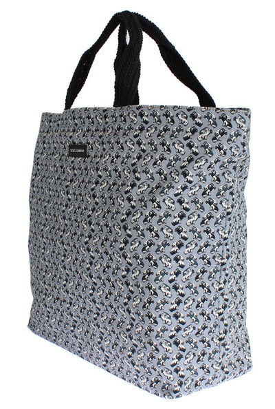 Blue Car Print Cotton Denim Shopping Bag