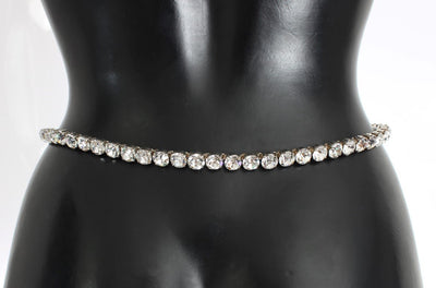 Green Leather Clear Crystal Waist Belt