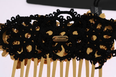 Gold Crystal Ladybug Floral Hair Comb