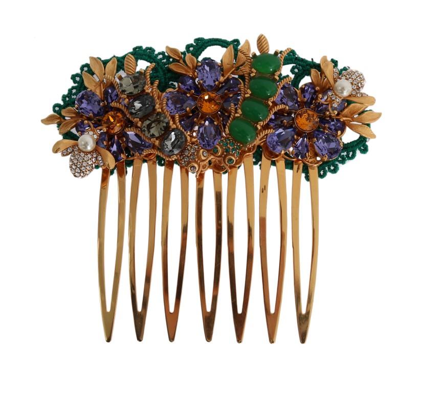 Gold Crystal Floral Fly Hair Comb