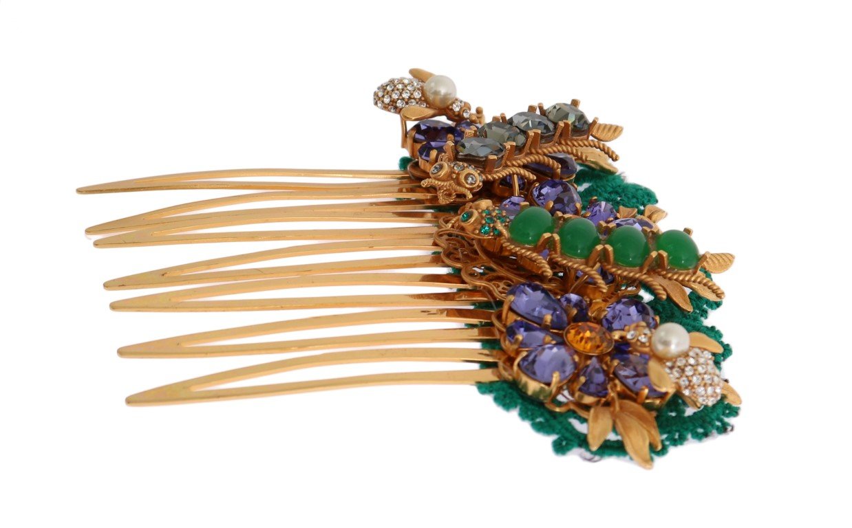 Gold Crystal Floral Fly Hair Comb