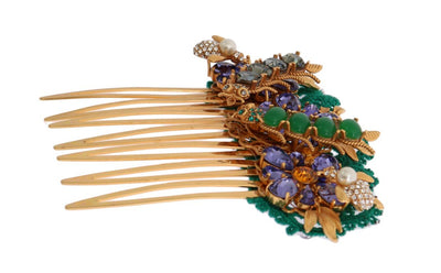 Gold Crystal Floral Fly Hair Comb