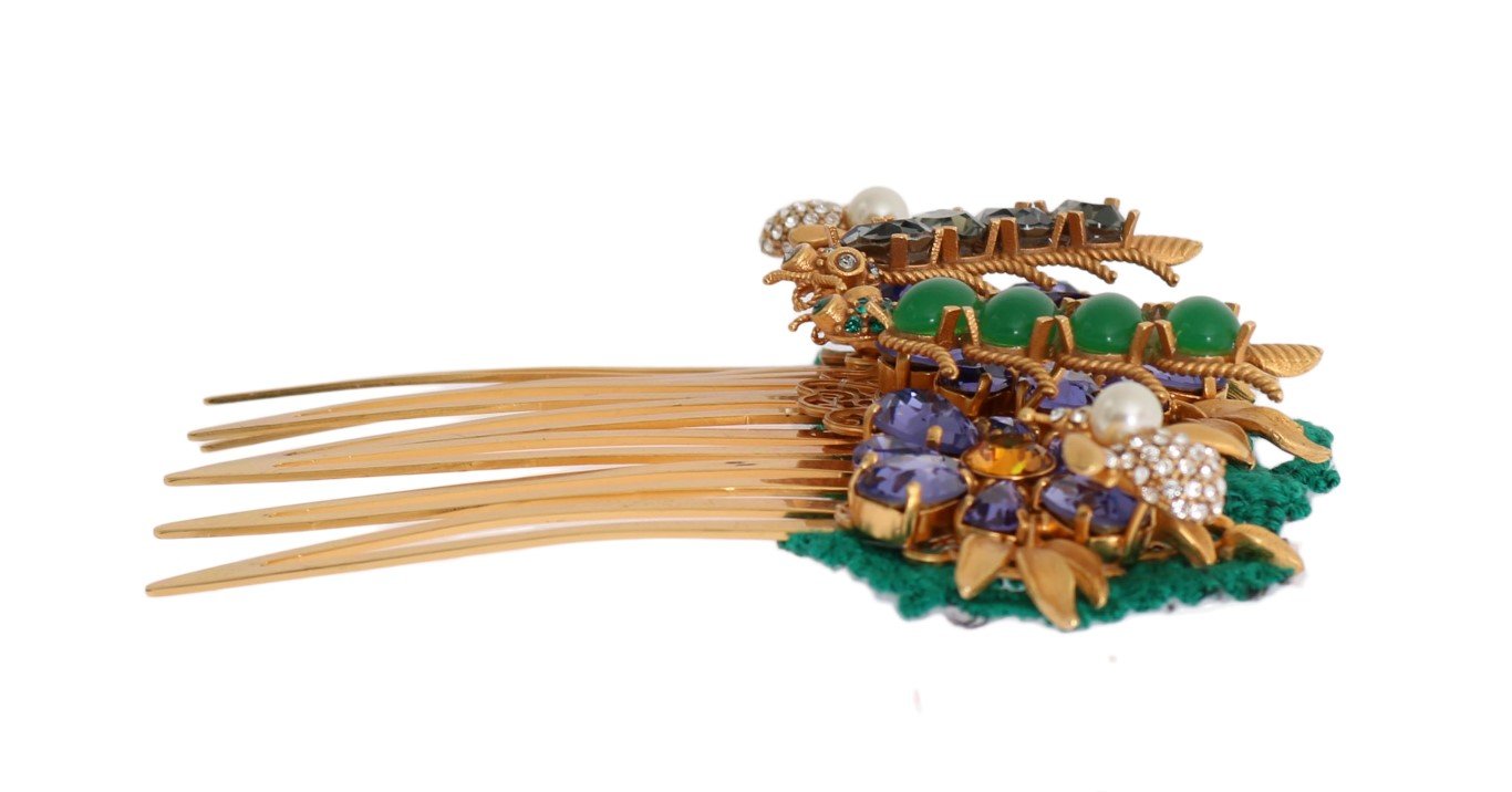 Gold Crystal Floral Fly Hair Comb