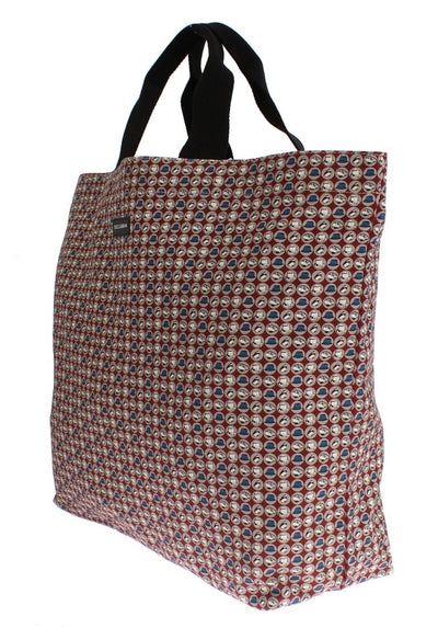 Multicolor Hat Print Cotton Denim Shopping Bag