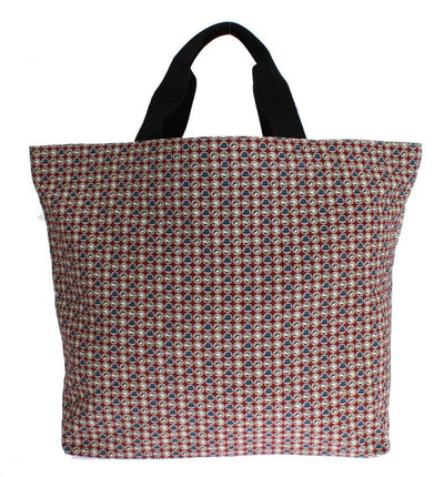Multicolor Hat Print Cotton Denim Shopping Bag