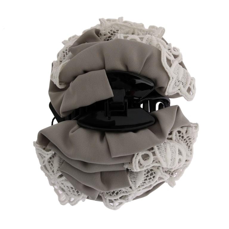 Gray Silk White Lace Hair Claw