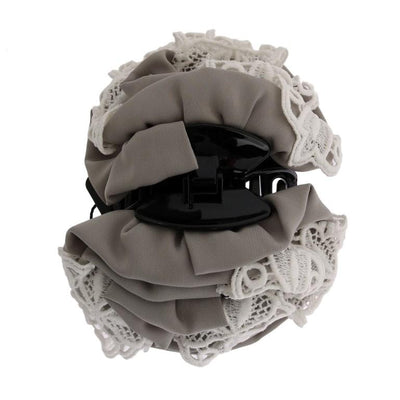 Gray Silk White Lace Hair Claw