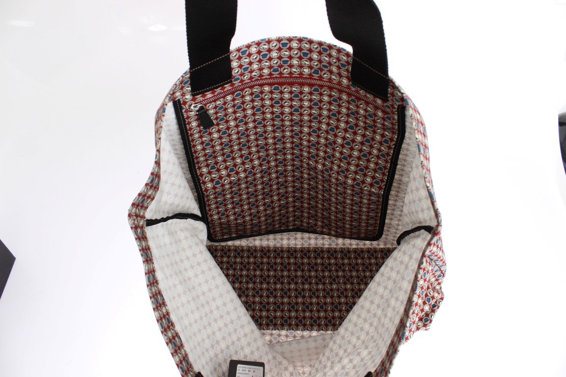 Multicolor Hat Print Cotton Denim Shopping Bag