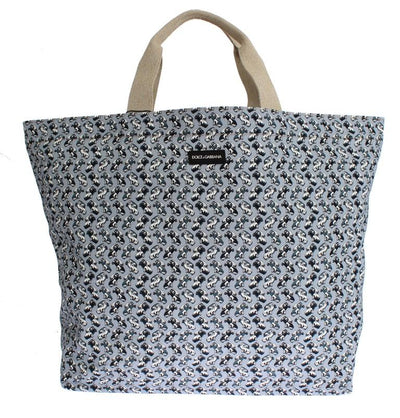 Blue Car Print Cotton Denim Hand Shopping Bag