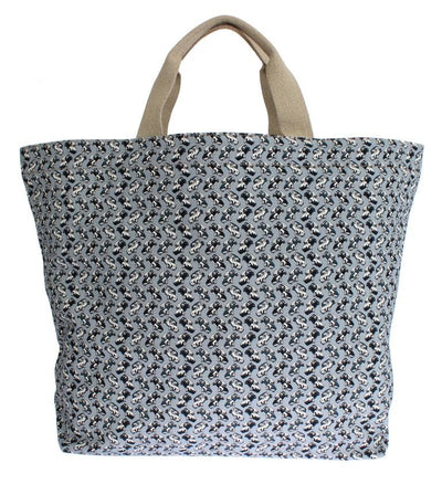 Blue Car Print Cotton Denim Hand Shopping Bag
