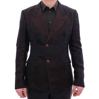 Brown silk slim fit blazer