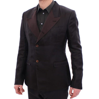 Brown silk slim fit blazer