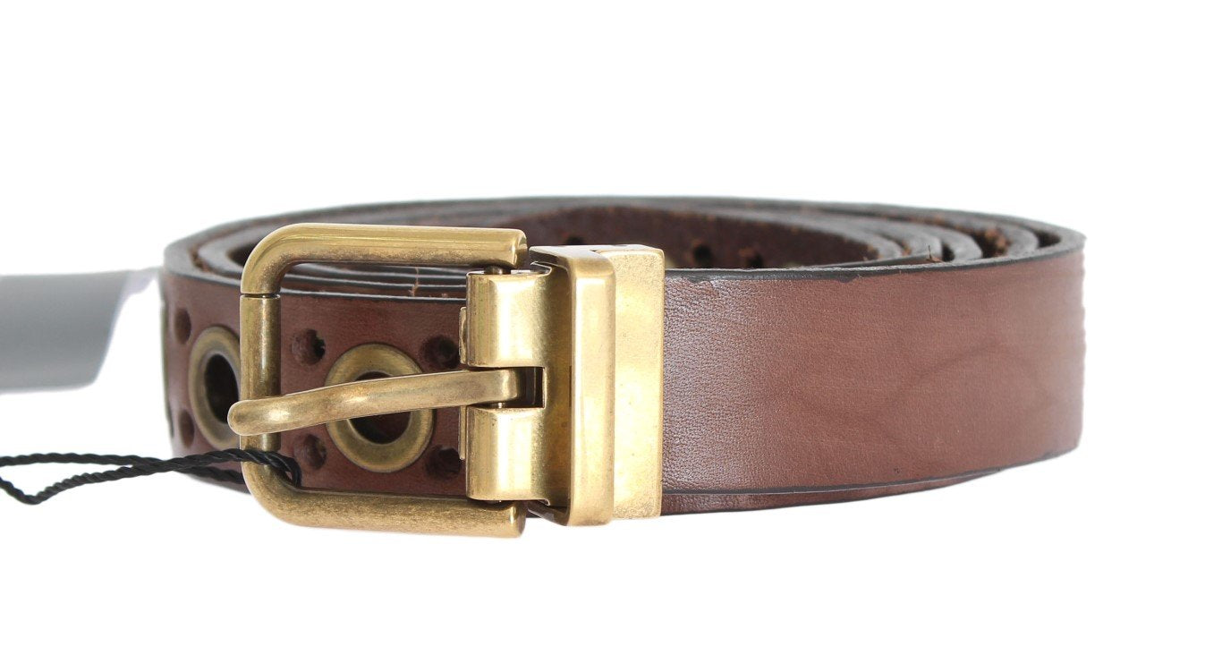 Brown Leather Gold Buckle Belt